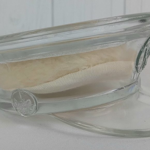 Vintage 1940's Era Clear Glass Military Hat Powder Box With LID & Powder Puff! - Picture 6 of 10